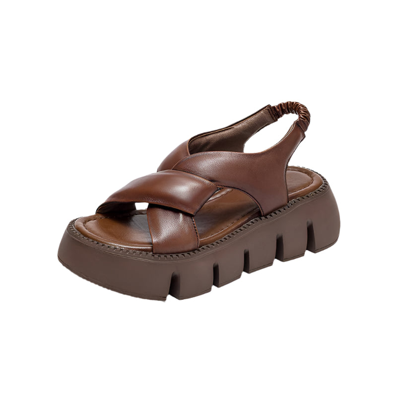 Roman Style Cowhide Platform Sandals