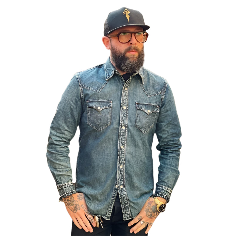 Men's Denim Button Down Collard Shirt