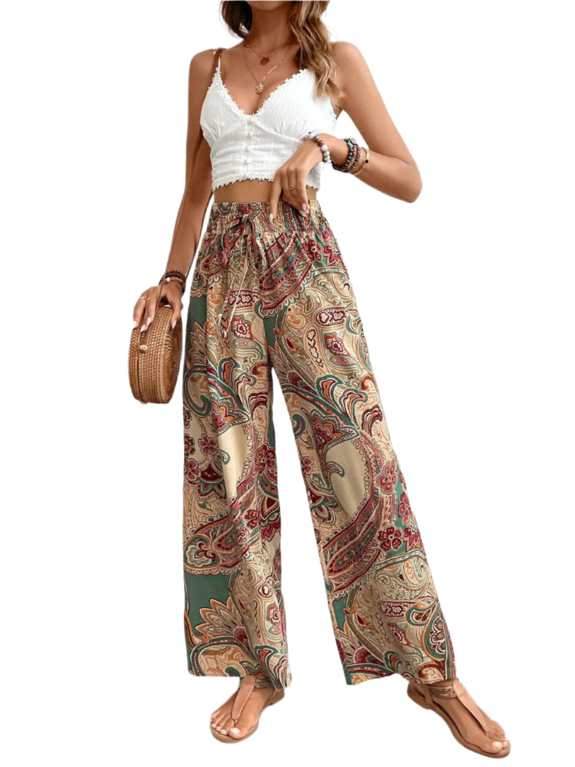Printed Wide Leg Pants