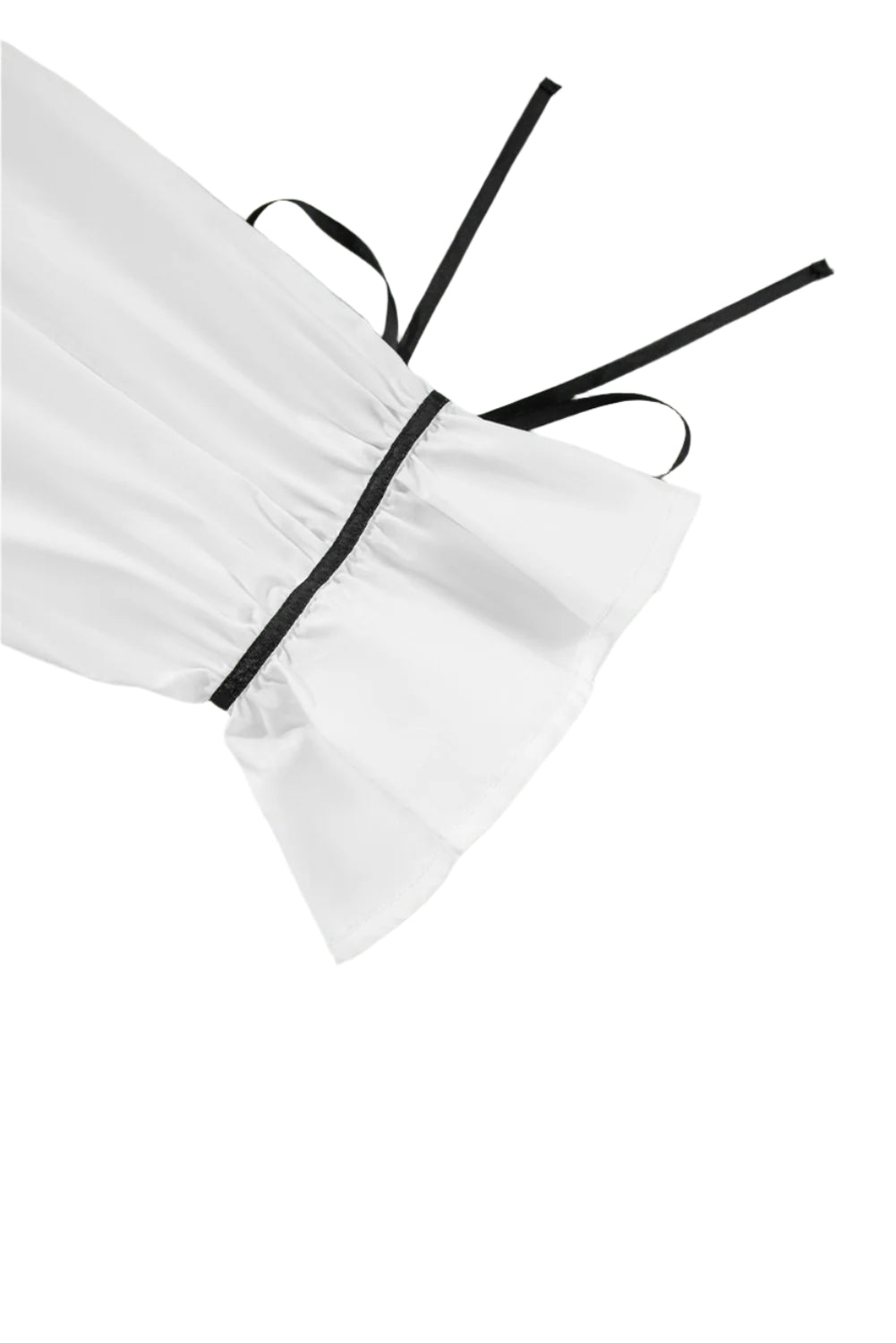 Ribbon Bowtie Collared Neck Flounce Sleeve Shirt