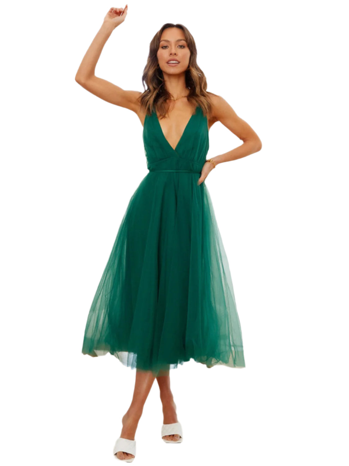 Backless Crisscross Sleeveless Midi Dress