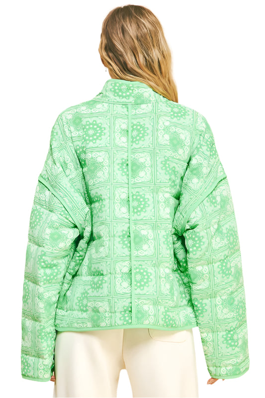 Davi & Dani Vintage Print Open Front Jacket with Pockets