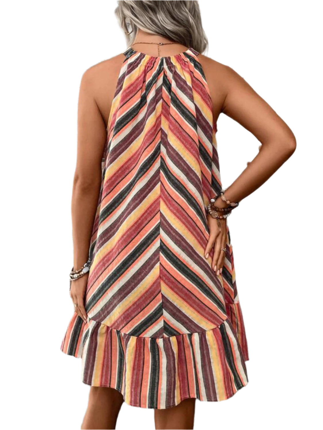 Striped Grecian Neck Dress