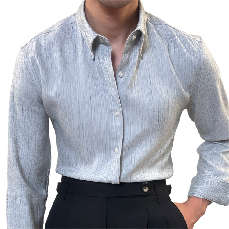Striped Button Down Long Sleeve Collard Shirt