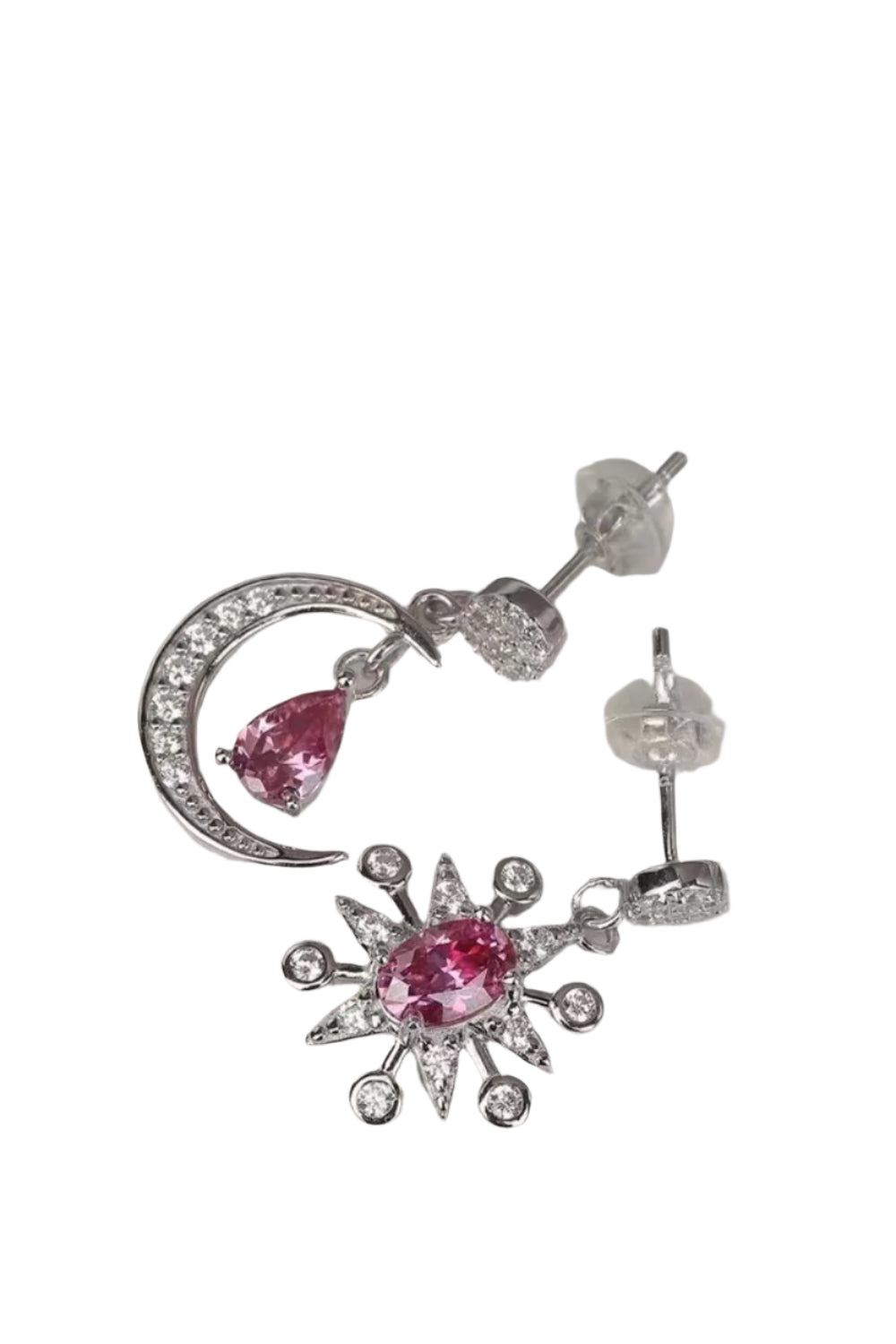 2 Carat Moissanite 925 Sterling Silver Moon & Star Earrings