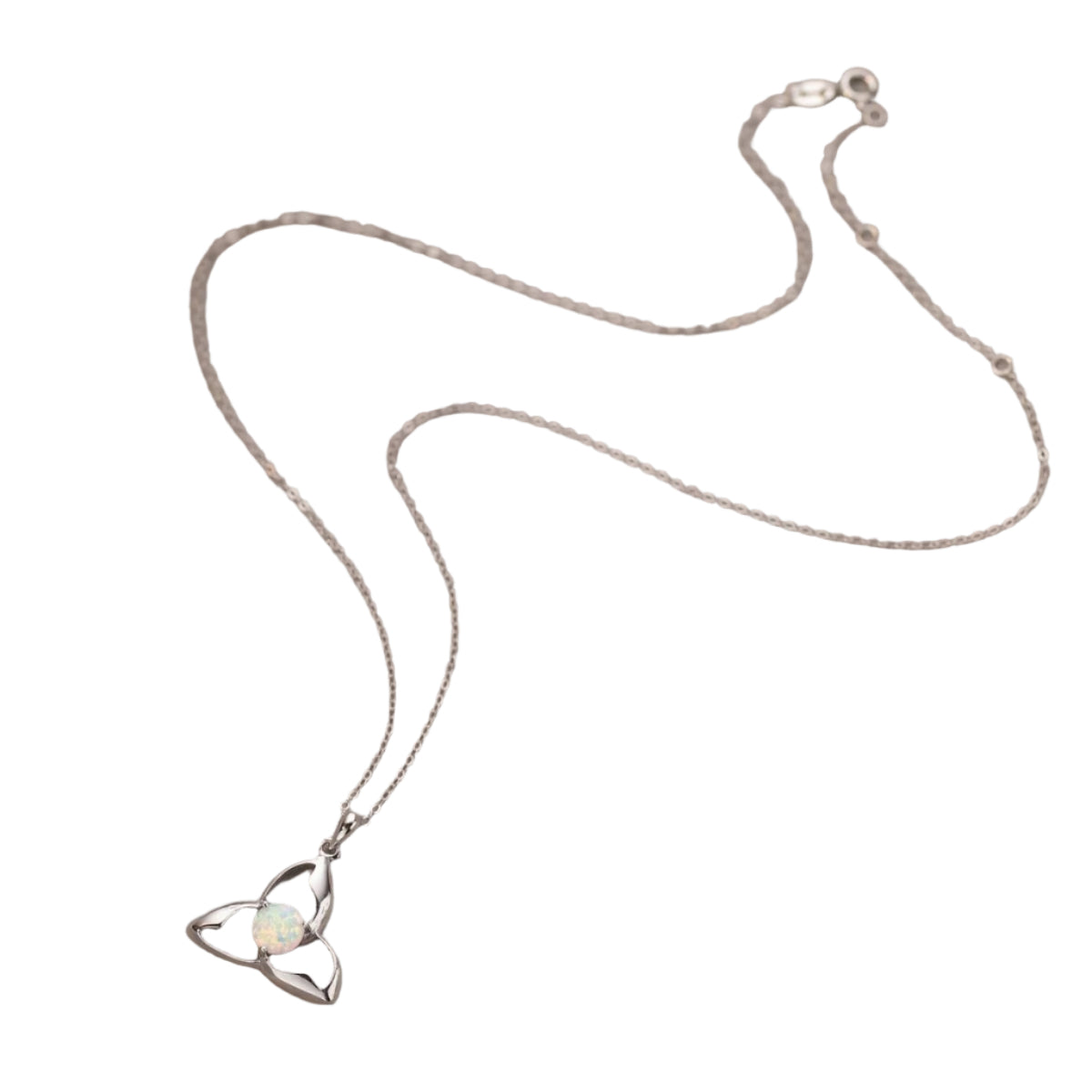 925 Sterling Silver Triquetra Pendant Necklace with Opal Crystal