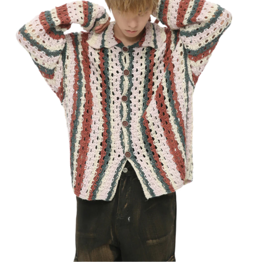 Men's Knitted Contrast Cardigan