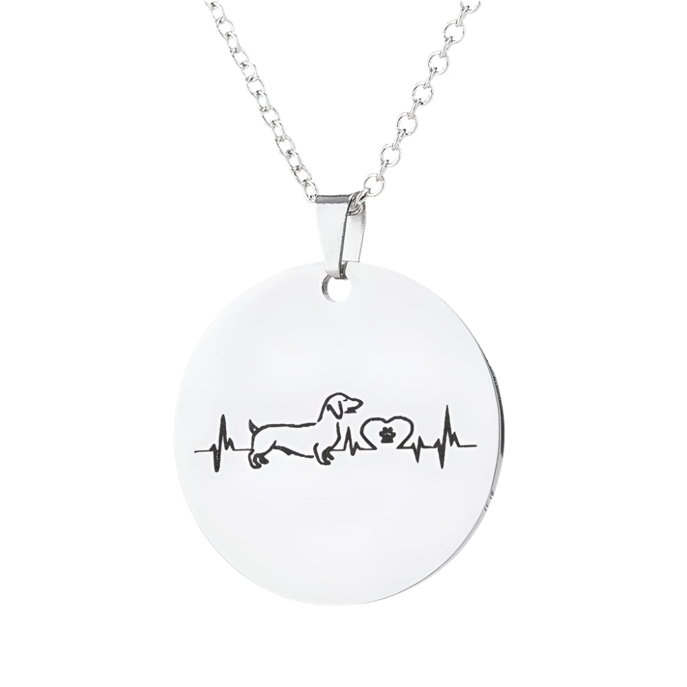 Stainless Steel Dog's Heart Beat Necklace