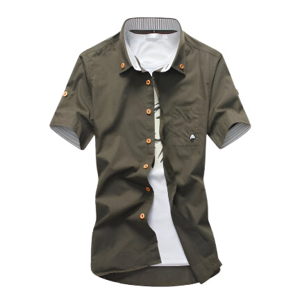 Embroidery Men's Mushroom Button Down Shirt