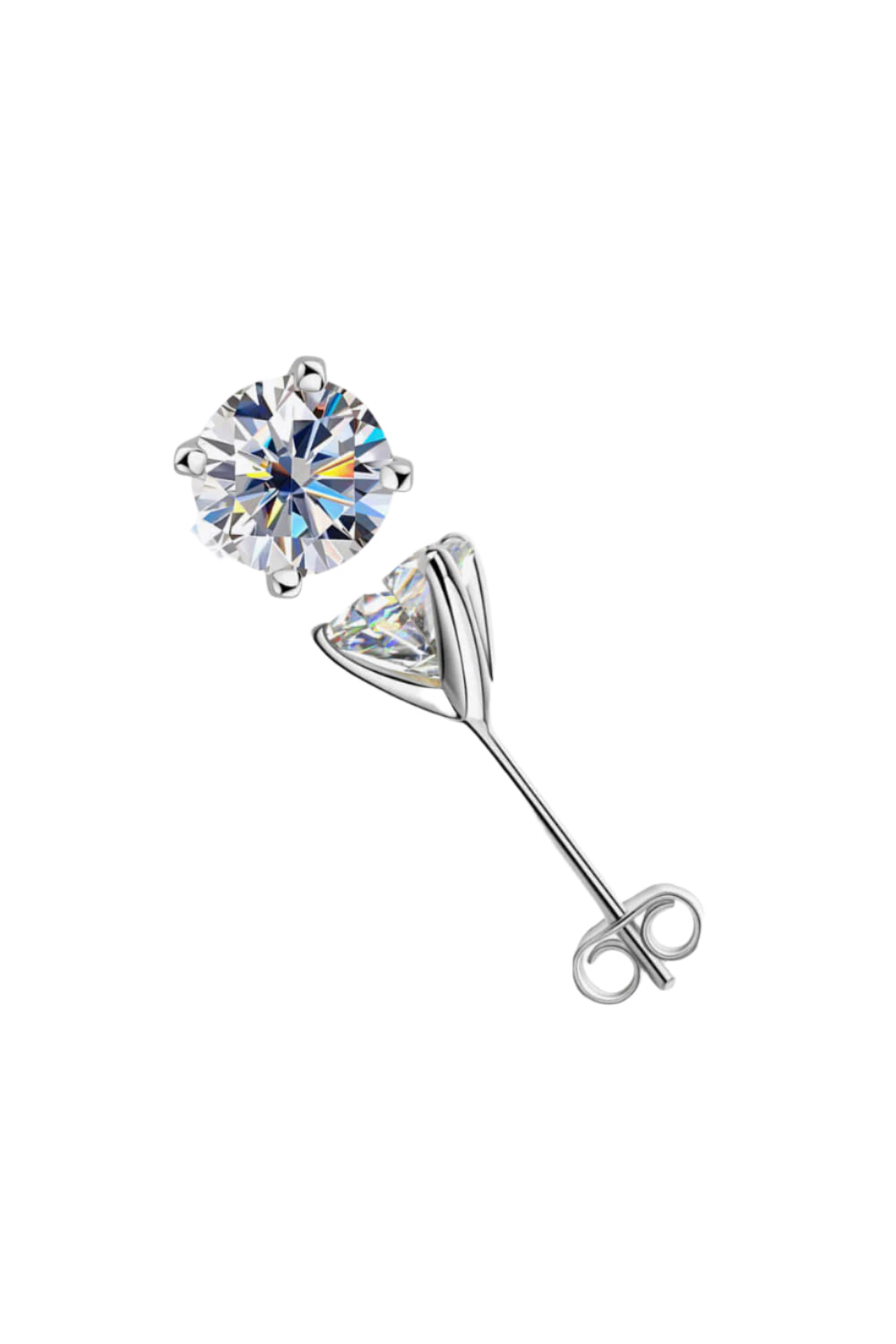 925 Sterling Silver 1 Carat Moissanite 4-Prong Stud Earrings