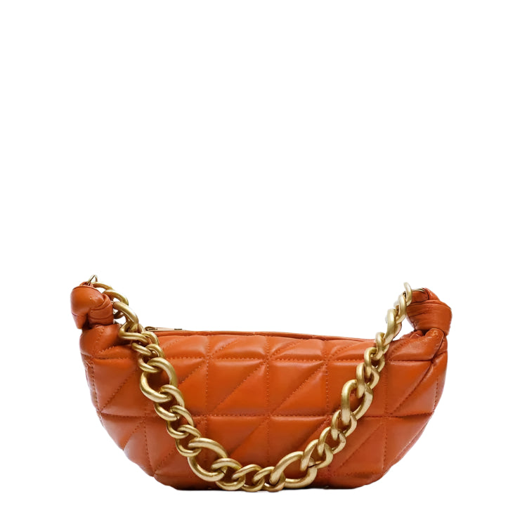 Rhomboid Quilted Soft Sheep Leather Shoulder Bag