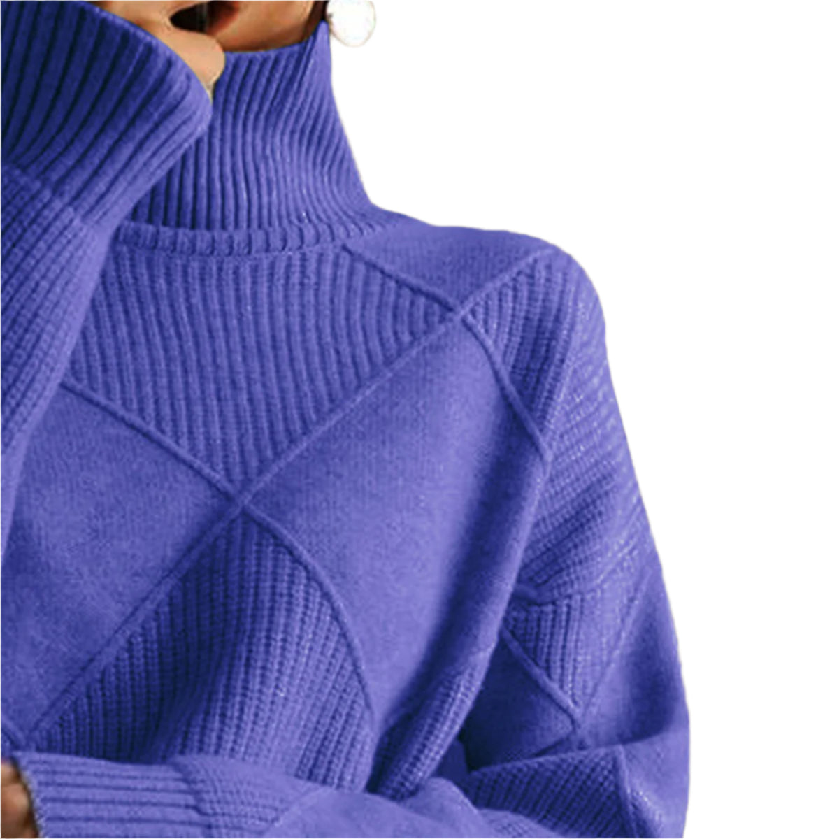 Geometric Turtleneck Long Sleeve Sweater