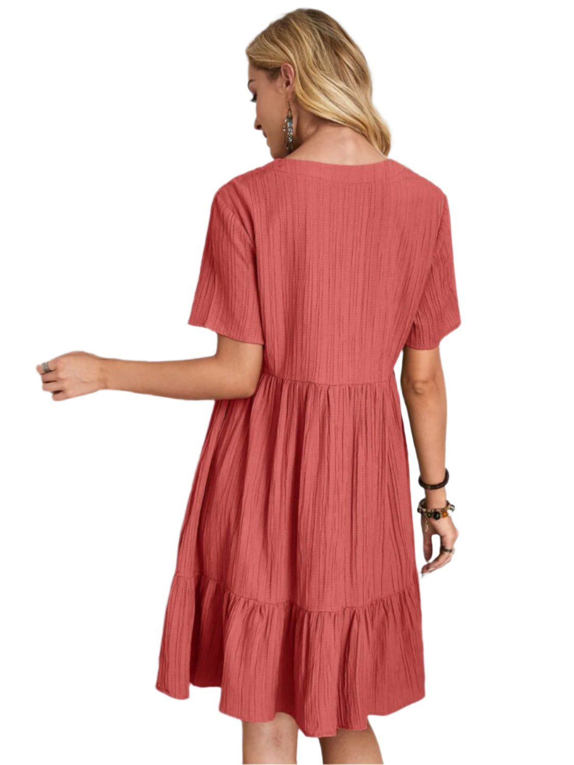 Full Size V-Neck Short Sleeve Dress