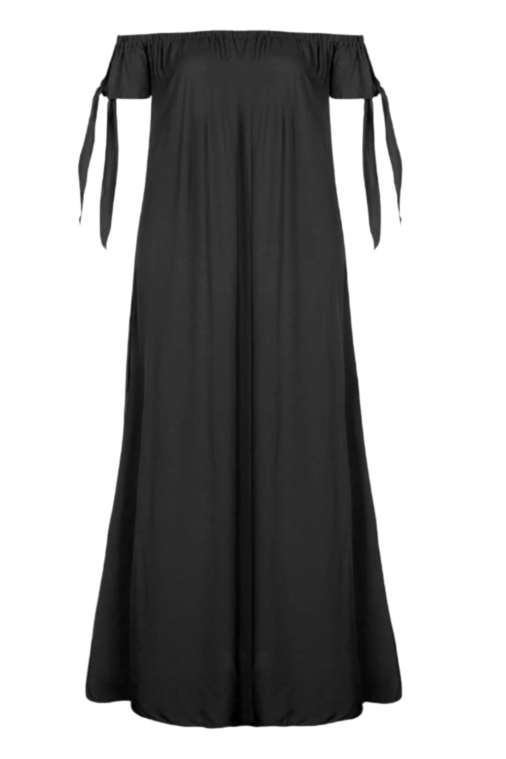 Slit Off Shoulder Short Sleeve Midi Dress