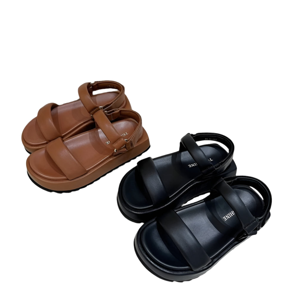 Sheepskin Round Toe Comfortable Strap Light Platform Sandals