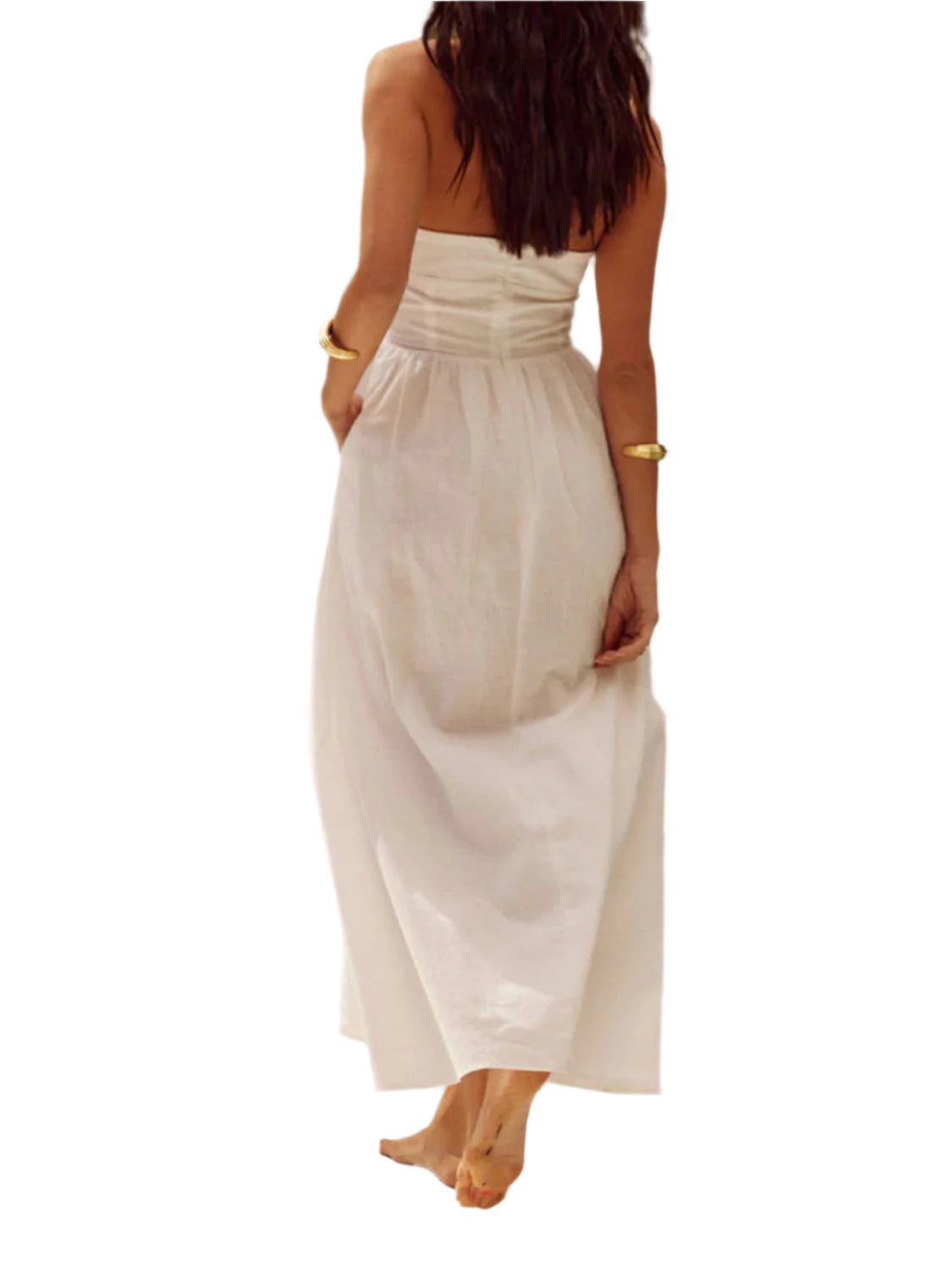 Devine Ruched Halter Neck Midi Dress