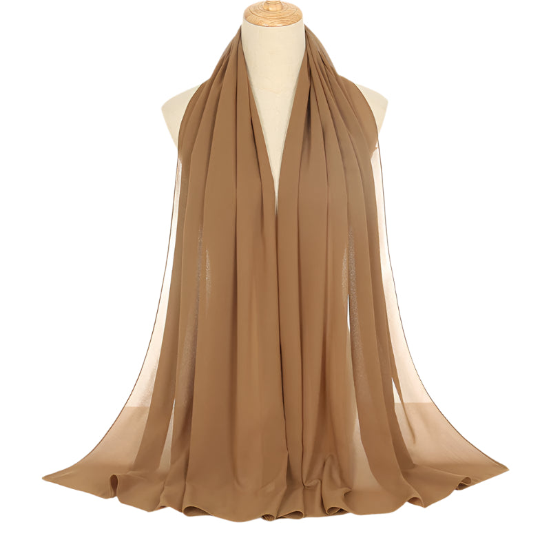 Pearl Chiffon Solid Color Rectangular Scarf