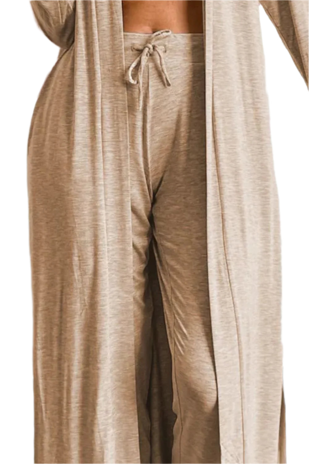 Open Front Long Sleeve Cardigan and Pants Lounge Set