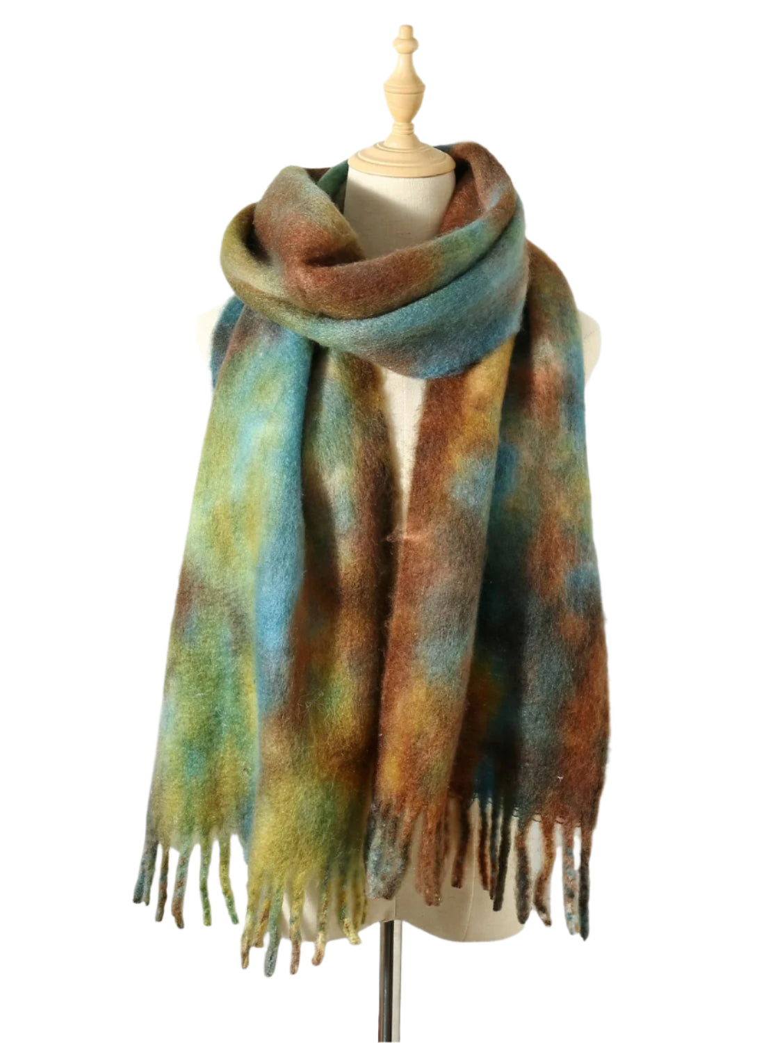 Fringe Tie-Dye Polyester Scarf