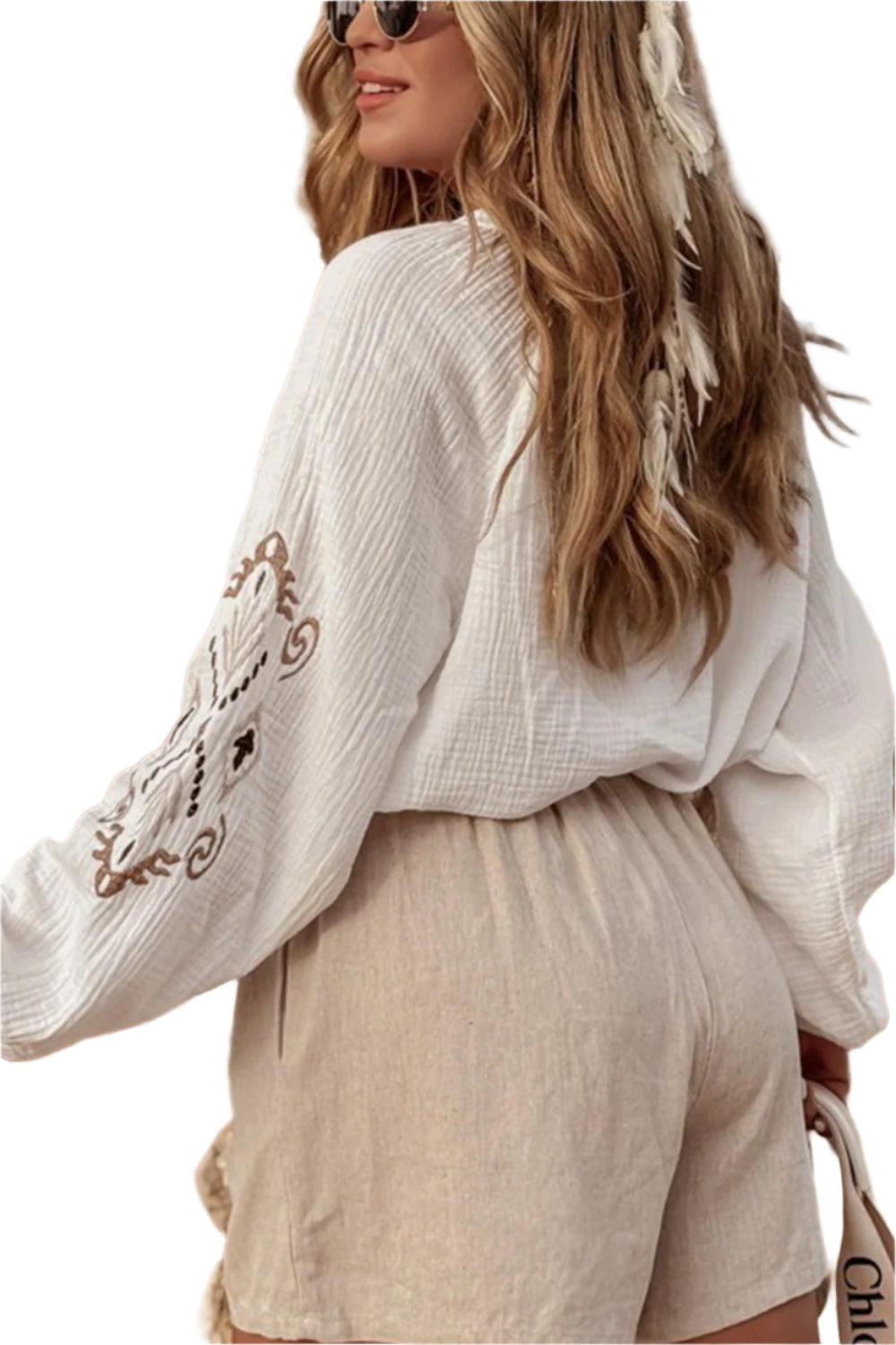 Embroidered Button Down Long Sleeve Shirt