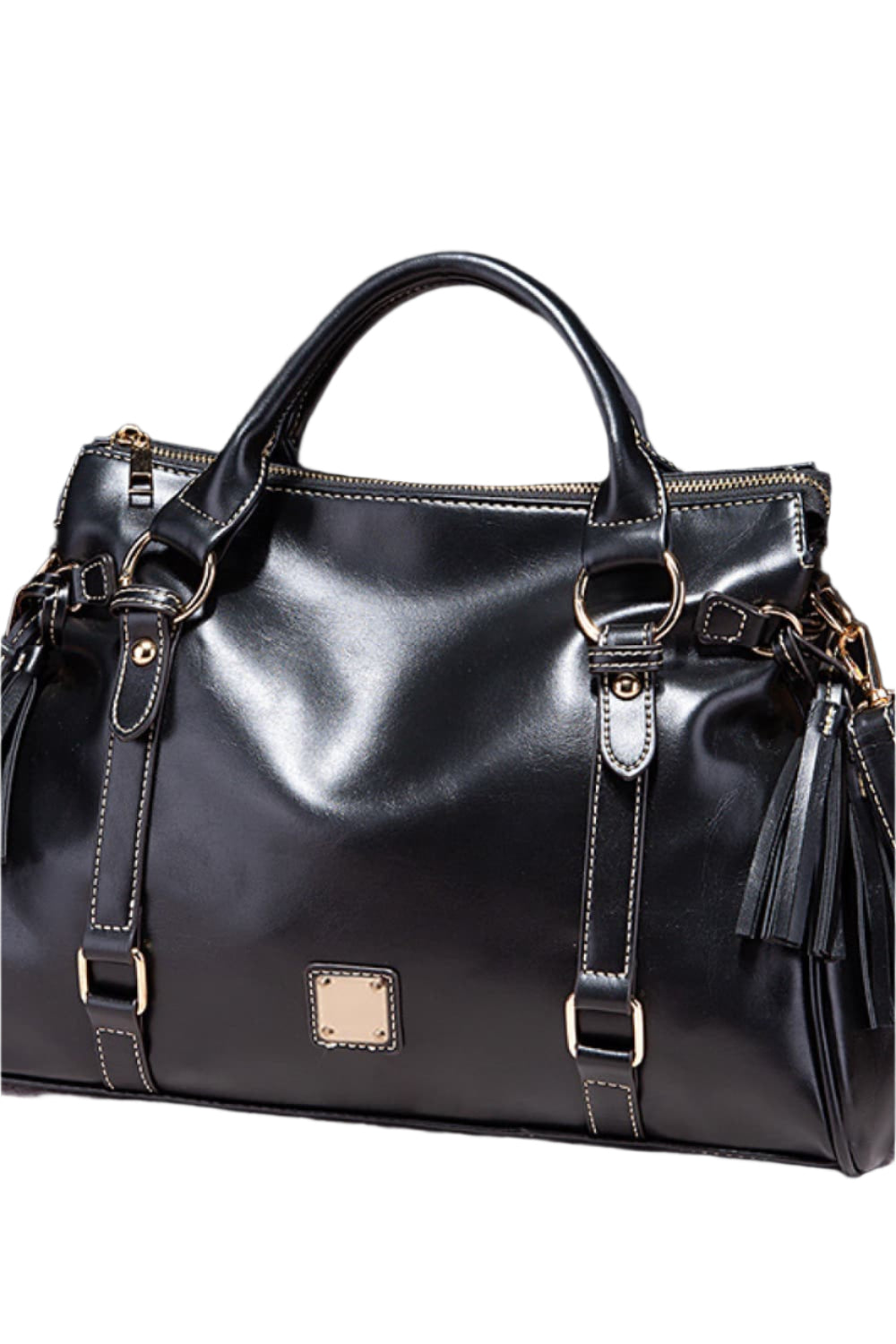 PU Leather Handbag with Tassels