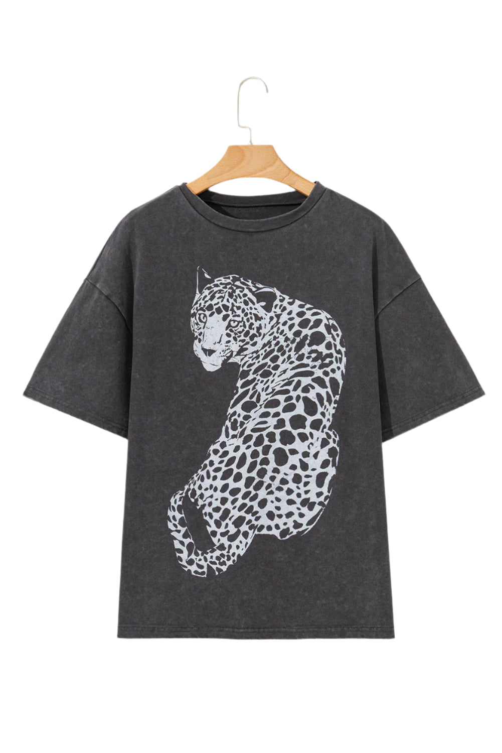 Cheetah Mineral Wash Round Neck Half Sleeve T-Shirt