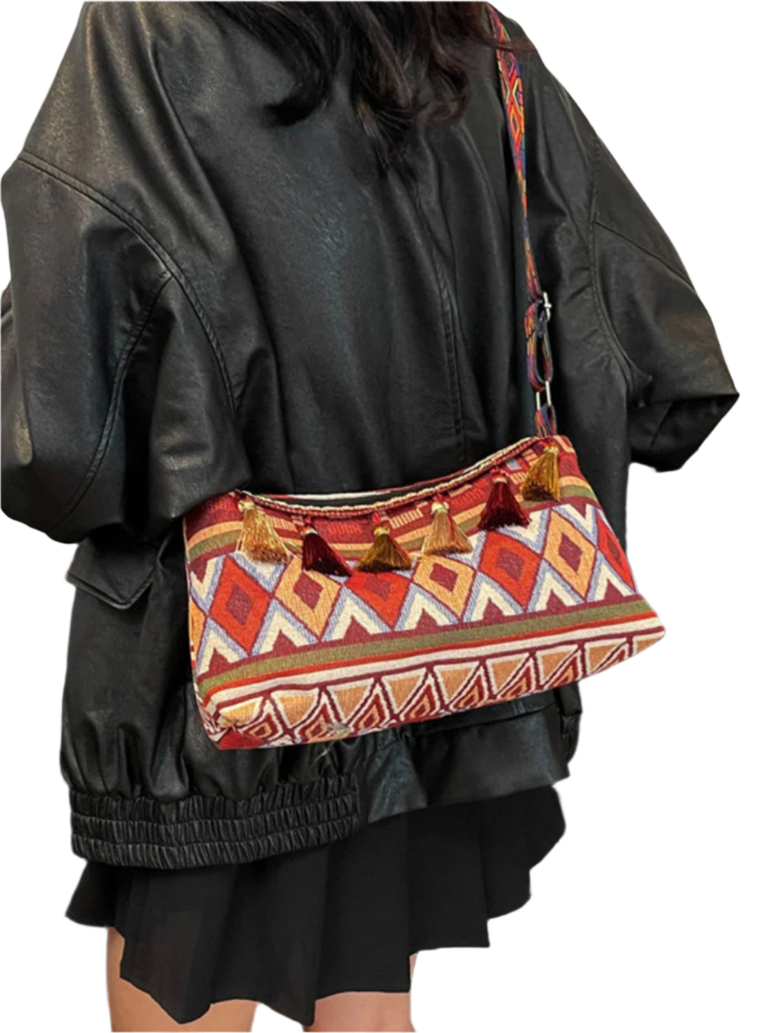 Tassel Adjustable Strap Shoulder Bag