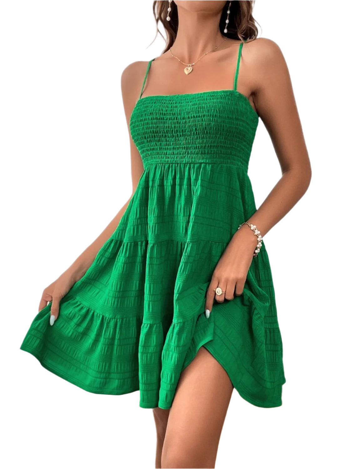 Smocked Tiered Sleeveless Mini Dress