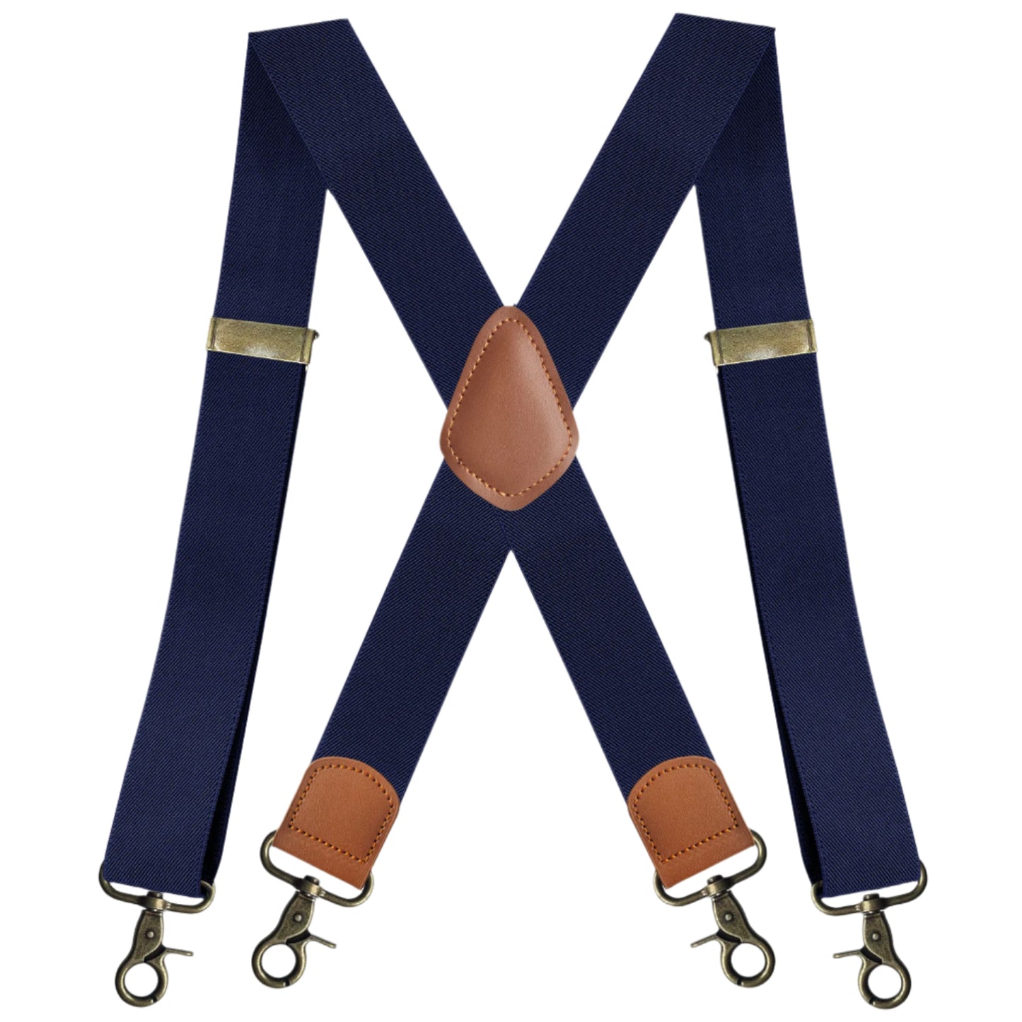 Elastic Straps Men's Suspenders with Bronze Clips