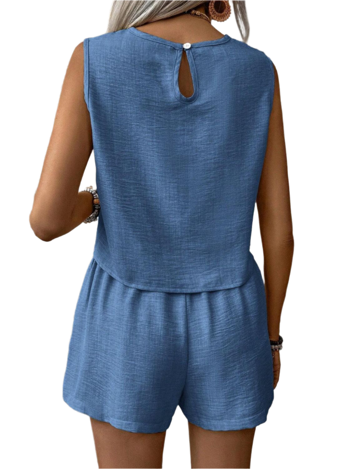 Round Neck Sleeveless Top and Shorts Set