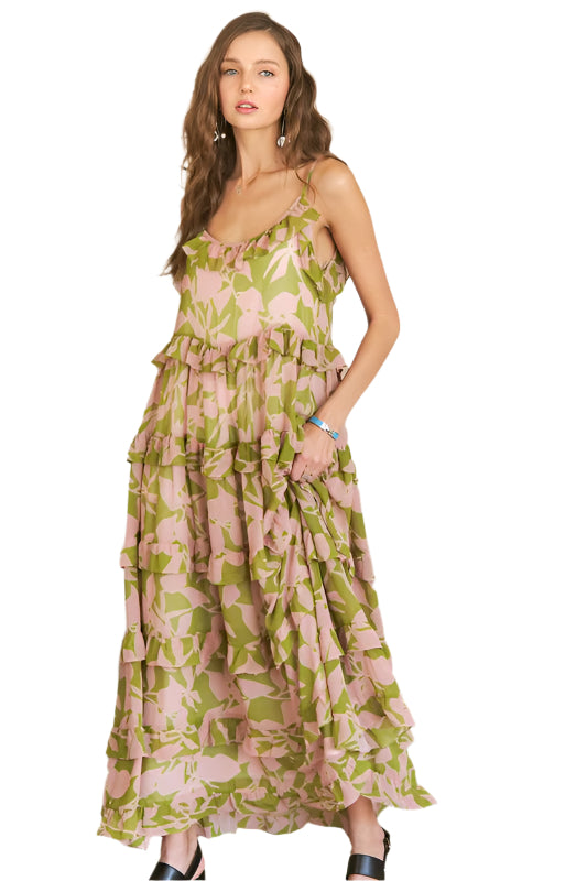 ADORA Ruffled Tiered Scoop Neck Cami Dress