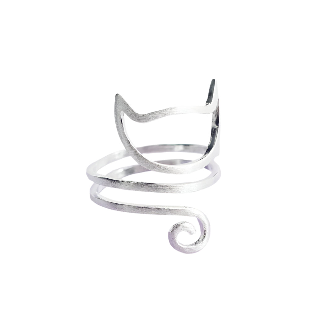 925 Sterling Silver Wire Cat Ring