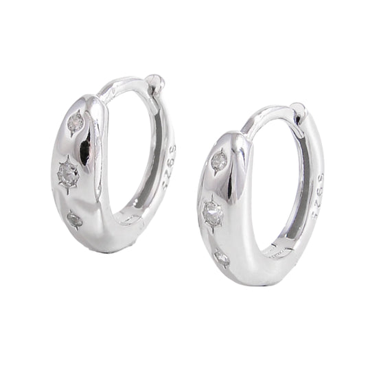 925 Sterling Silver Inlaid Zircon Huggie Earrings