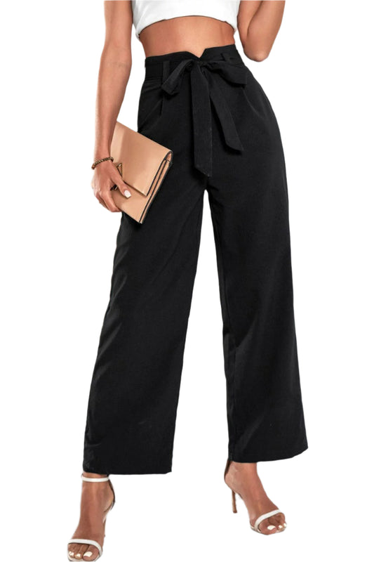 Perfee Belted High-Rise Wide Leg Pants