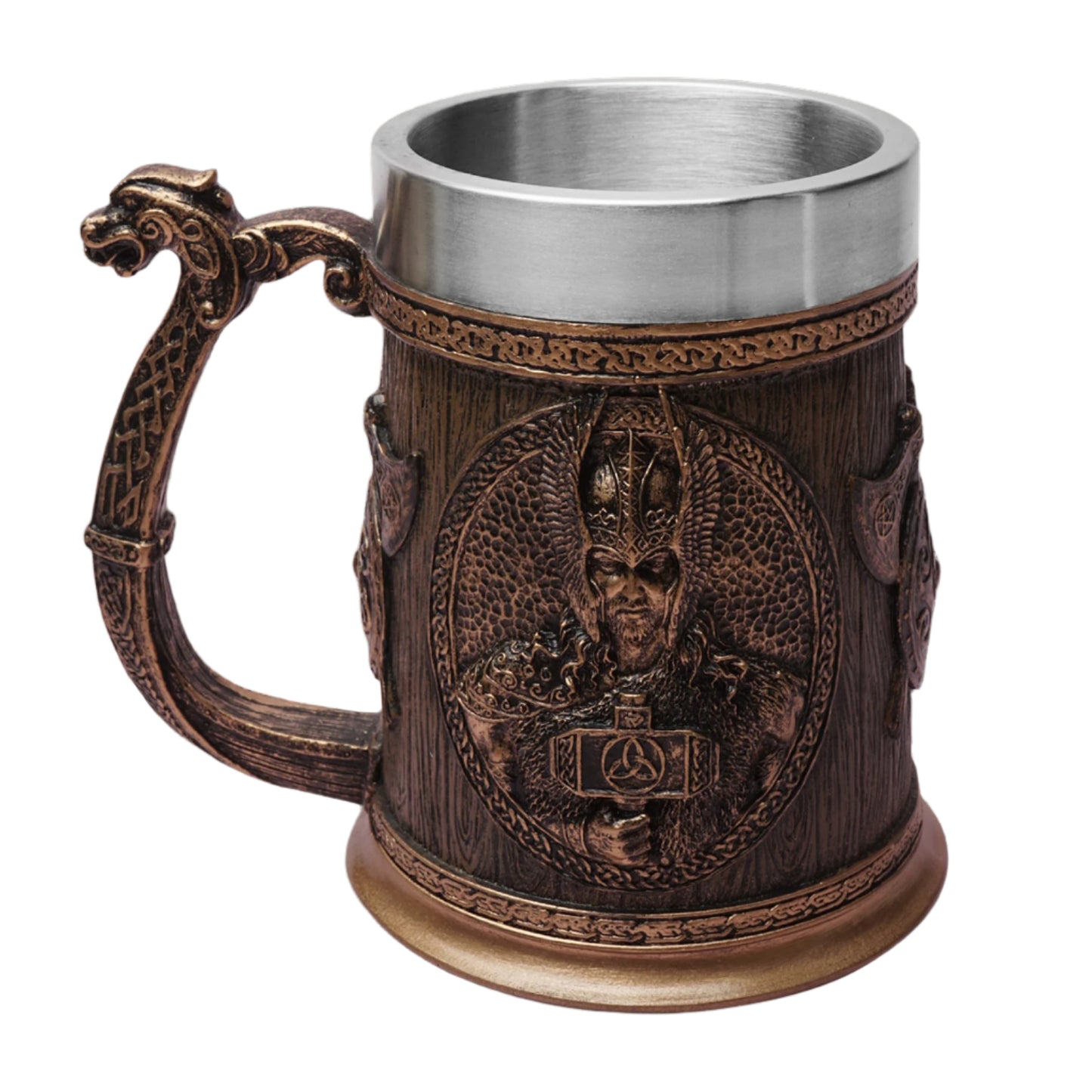 Stainless Steel Liner Resin Odin with Ravens and Thor with Mjölnir  Beer Steins Altar Mugs