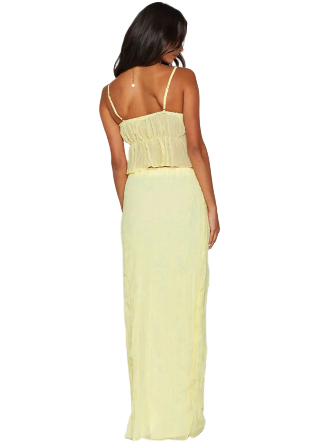 Square Neck Sleeveless Top and Ruched Skirt Set