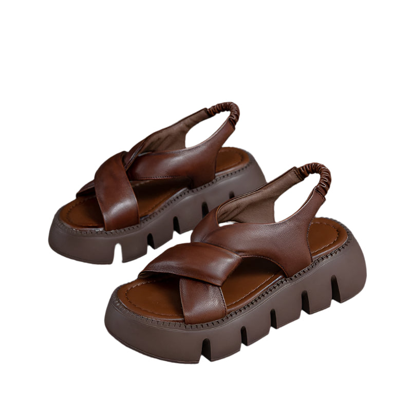 Roman Style Cowhide Platform Sandals