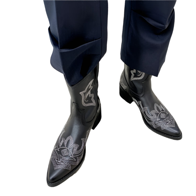 Cowhide Women's Embroidered Western Boots