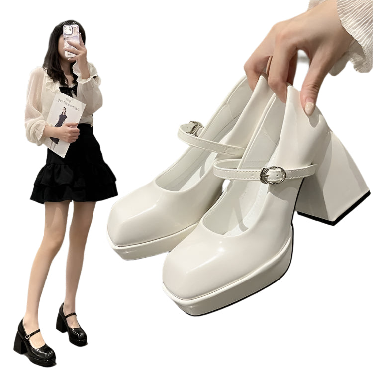 Square Toe Mary Jane Wide Chunky Heels