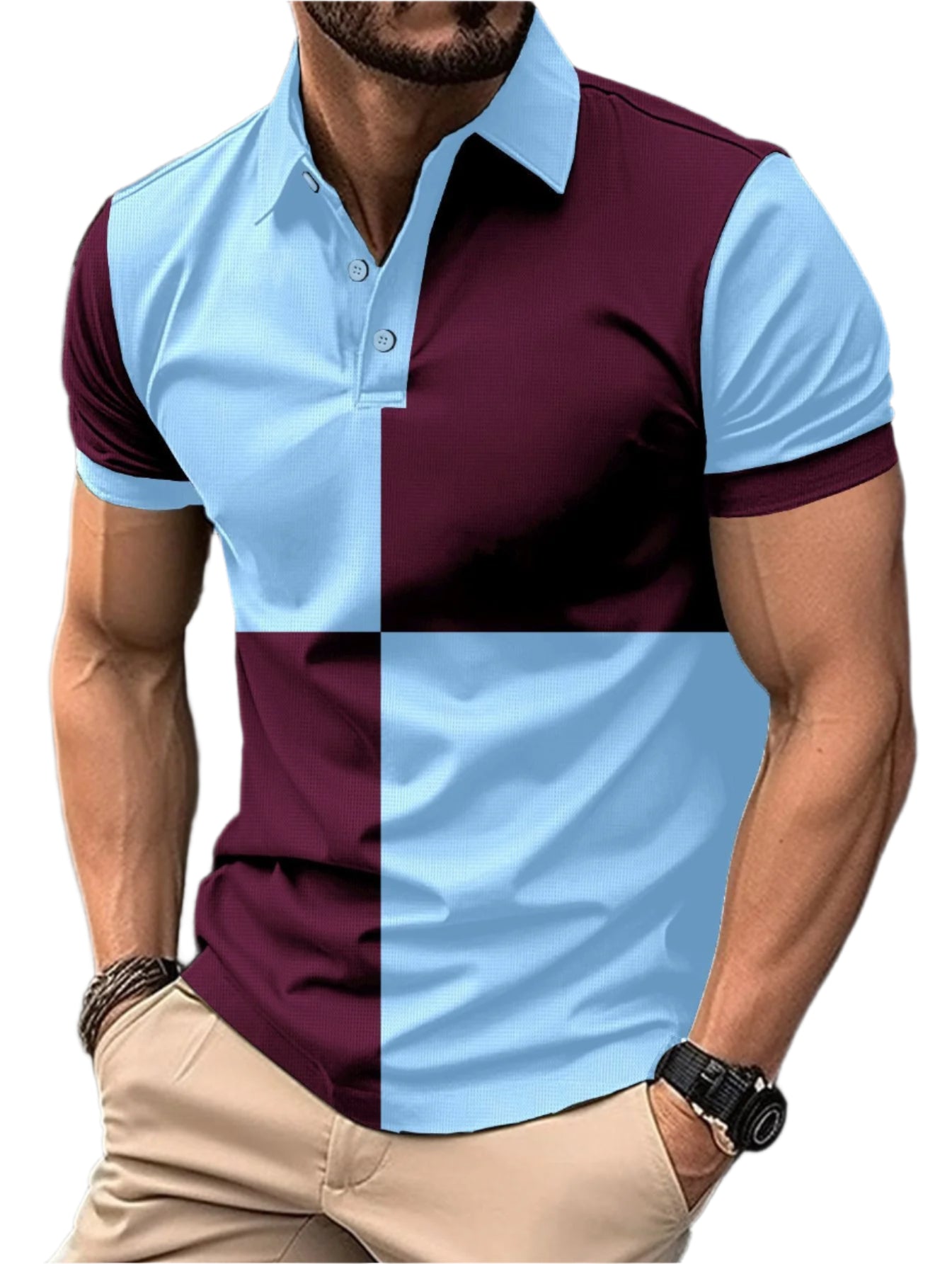 Men's Color Block Polo Shirt