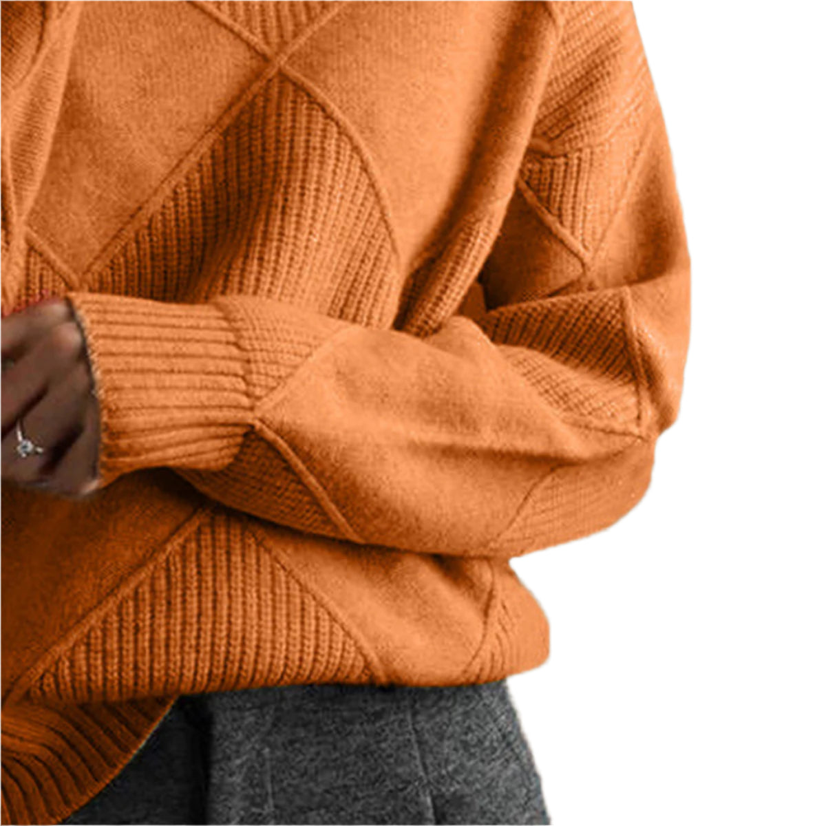 Geometric Turtleneck Long Sleeve Sweater