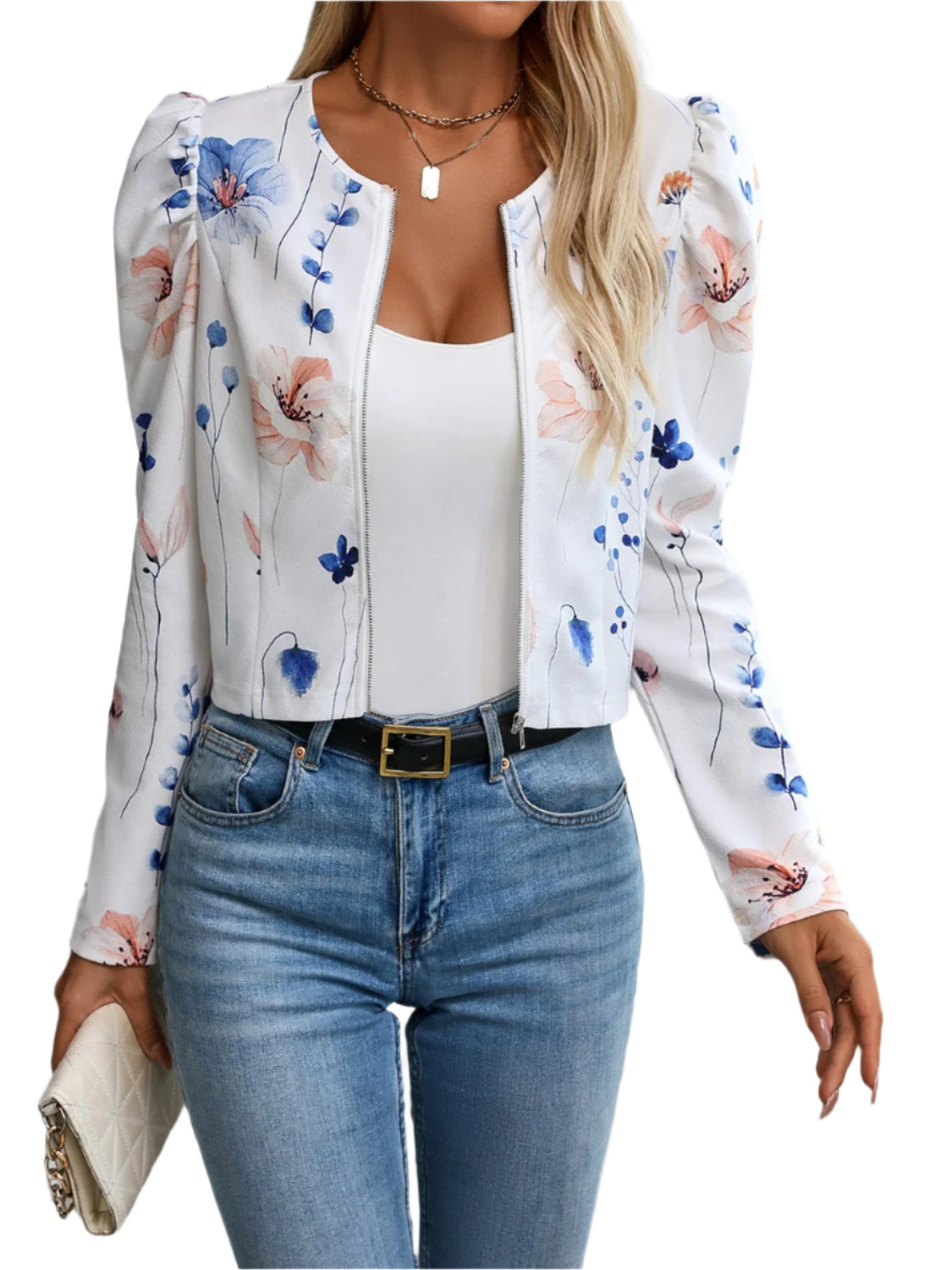 Printed Zip Up Long Sleeve Jacket