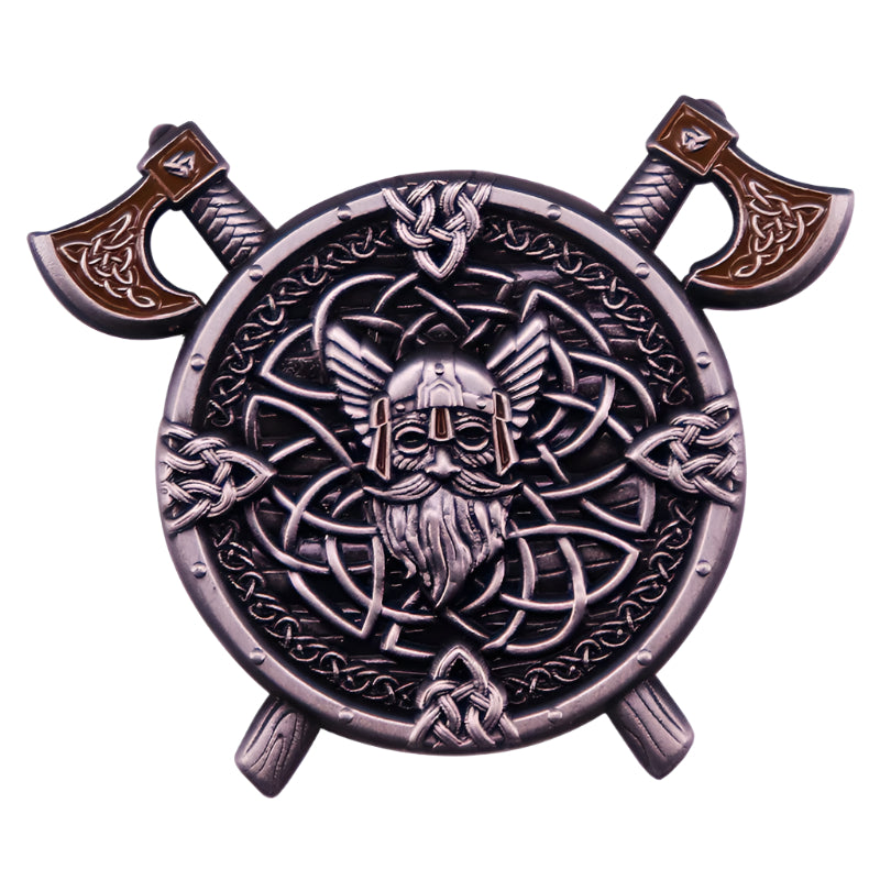 Shield and Axes Viking Pin Brooch