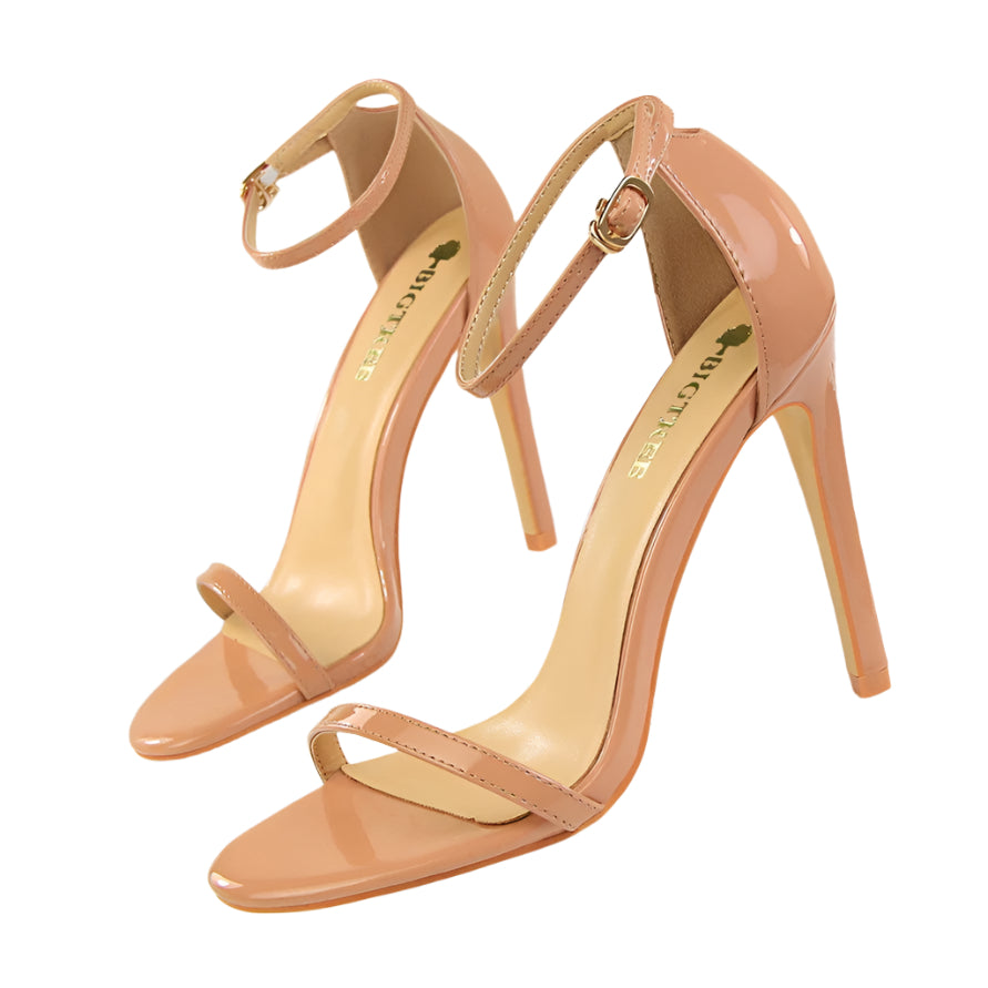 Patent Leather High Heel Ankle Buckle Sandal