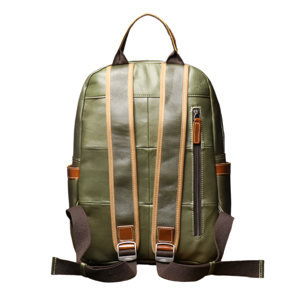 Cowhide Leather Contrast Backpack