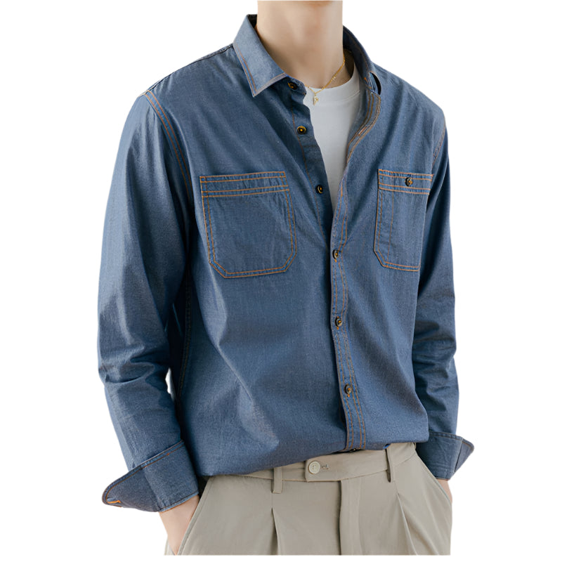 Men's Long Sleeve Denim Button Down Shirt