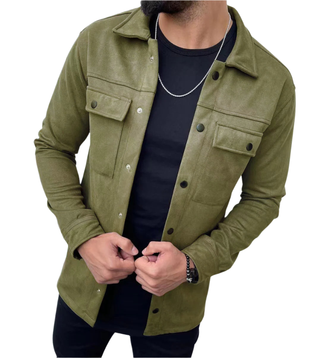Men's Solid Color Button Down Jacket