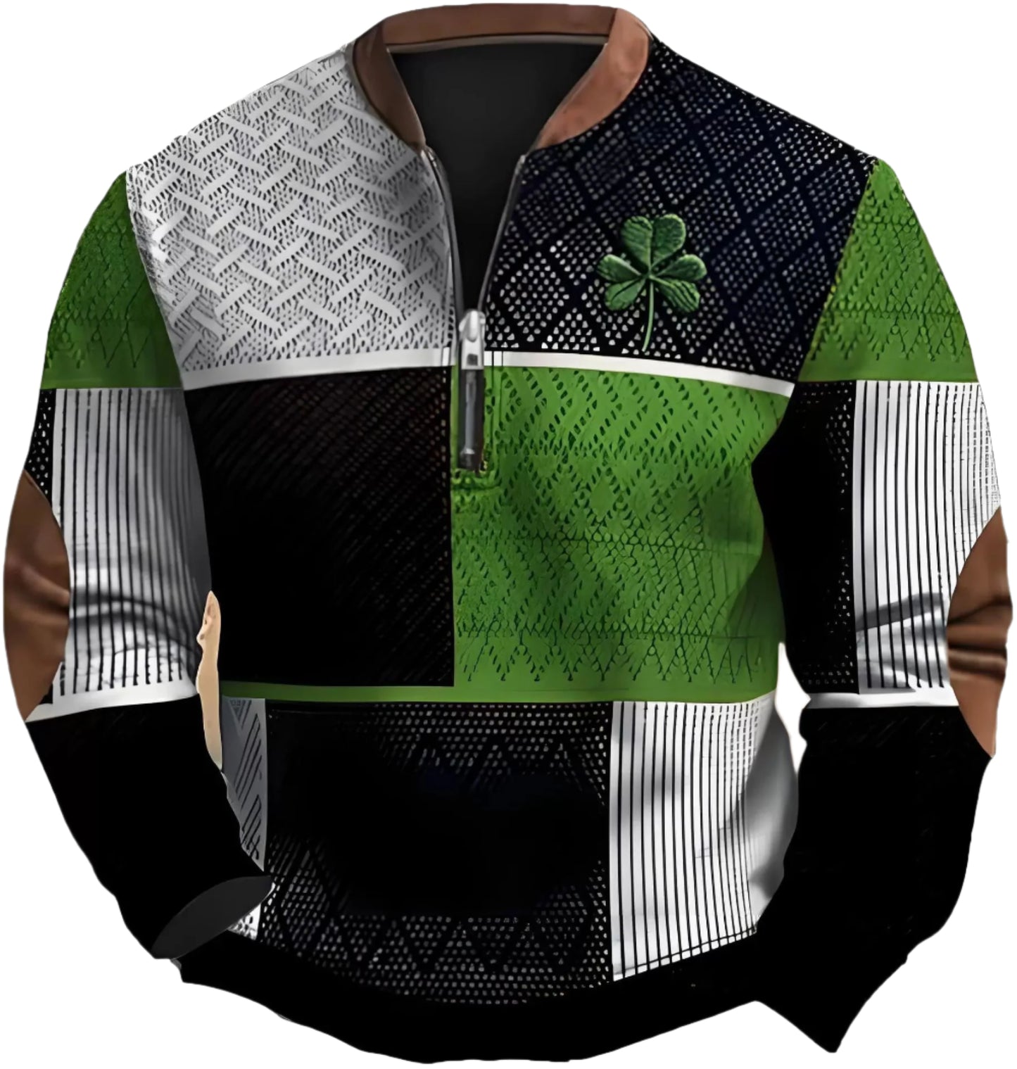Men's Four Leaf Clover Zipper Sweater