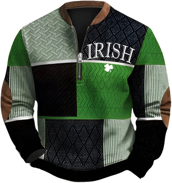 Men's Four Leaf Clover Zipper Sweater