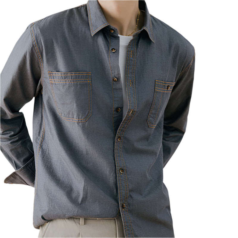 Men's Long Sleeve Denim Button Down Shirt